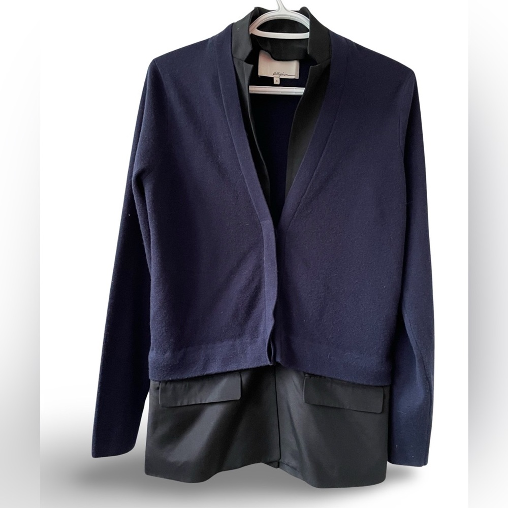 3.1 Phillip Lim navy & black 2fer sweater jacket, 2